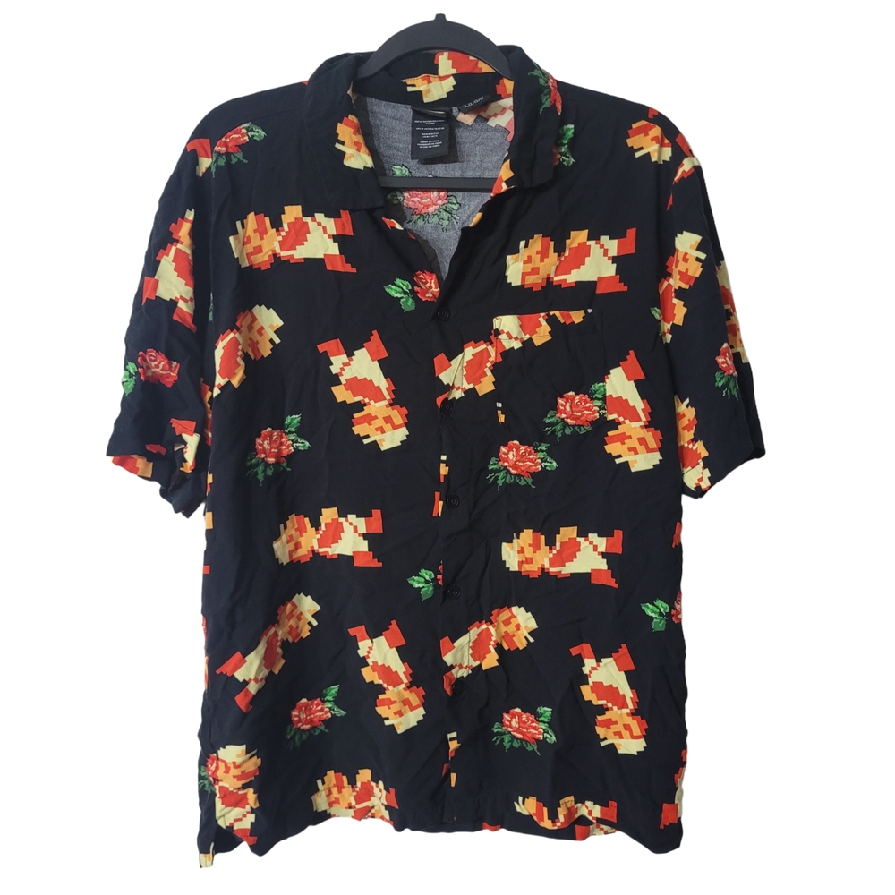 Nintendo Super Mario Shirt with Red and Yellow Floral Design Size Large